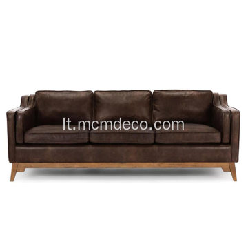 „Worthington Oxford“ ruda odinė sofa
